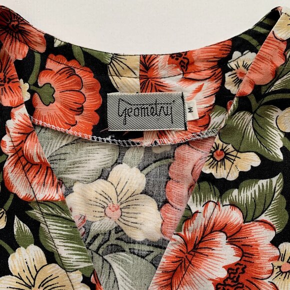 Geometry Floral Double Breasted Button Up Blouse Top Whimsigoth Cottagecore Boho - Picture 10 of 12